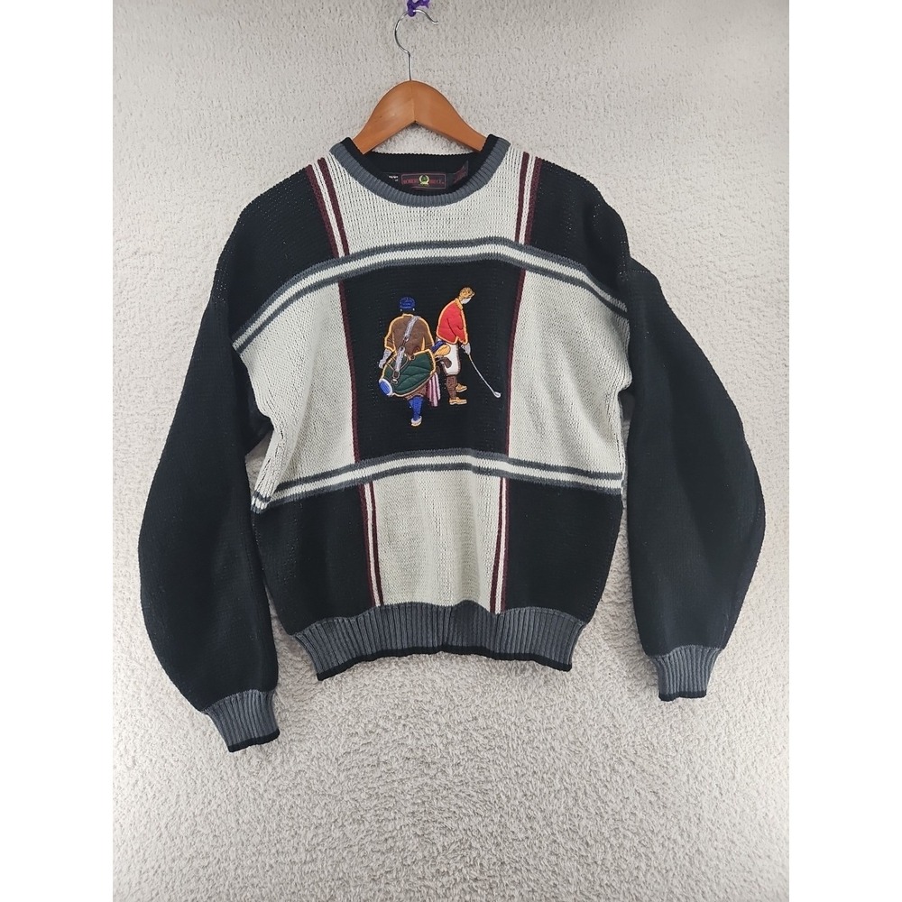 80's Vintage Robert Bruce Large Pullover embroidered golf Themed Rare Find - Picture 4 of 9